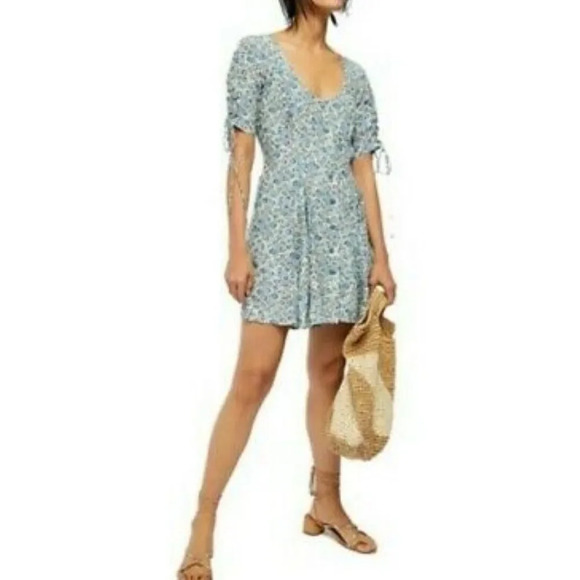 NWT Free People Laced Up on Sleeves and Back Fit and Flare Mini Dress - Picture 3 of 6